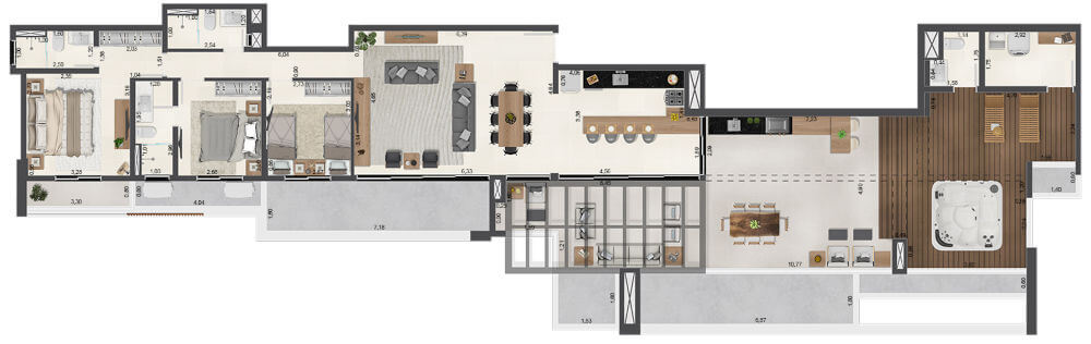 Apartamentos de cobertura de 3 dormitórios com 196m² - Finais 01, 02, 03 e 04 - Torre A - Aruna Ubatuba